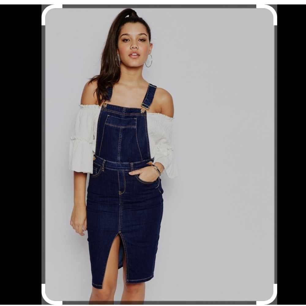 River Island Dark Blue Denim Overalls